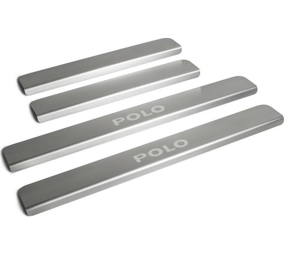 Изображение товара Накладки на пороги Rival для Volkswagen Polo 2010-н.в, нерж. сталь, 4 шт NP.5803.3