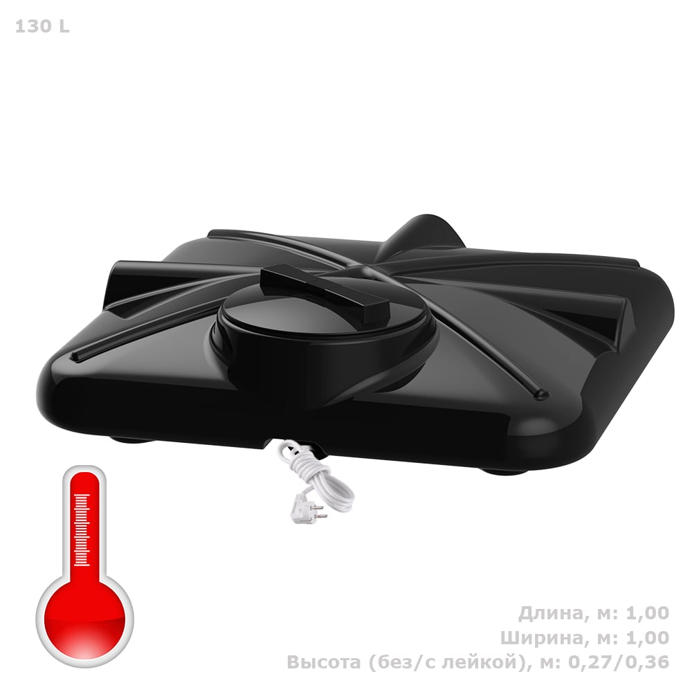 Изображение товара Бак душевой Pegas pneumatic 130 литров с подогревом черный