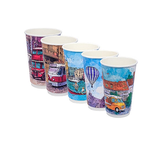 Изображение товара Бумажный 2-слойный стакан для горячих напитков Papperskopp 400мл, d90 мм big city life, pps ОП-420076