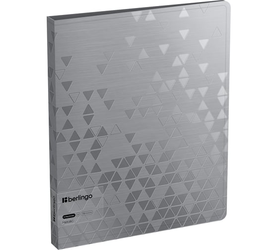 Изображение товара Папка на 4 кольцах Berlingo metallic, 24мм, 1000мкм, серебряный металлик, d-кольца, с внутр. карманом RB4_4D396