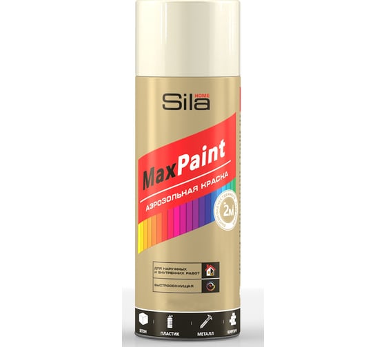 Изображение товара Универсальная аэрозольная эмаль Sila home max paint бежевый ral 1001, 520 мл 00-00004725 SILP1001