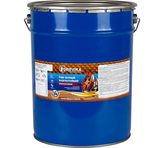 Изображение товара Яхтный лак Drevika глянцевый, 18 кг 256428