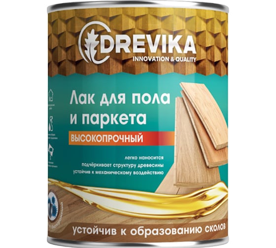 Изображение товара Паркетный лак Drevika глянцевый, 1.8 кг 250189
