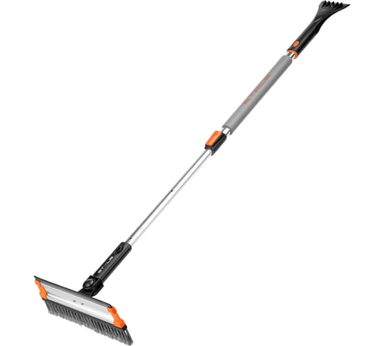 Изображение товара Телескопическая щетка-сметка для снега со скребком и водосгоном, поворотная голова STELS 55299
