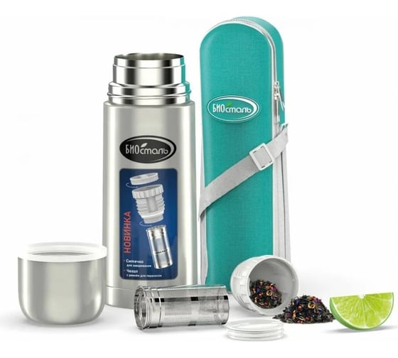 Изображение товара Термос Biostal 1.2 л, с ситечком и чехлом, стальной NB-1200BZ