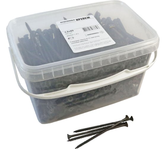 Изображение товара Саморез Качественный КРЕПЕЖ 4,8х 89 потай, частая резьба, оксид 550 штук 2000411 КЧ