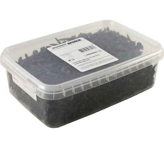 Изображение товара Саморез Качественный КРЕПЕЖ 4,2х64 потай, частая резьба, оксид 750 шт 2000405 КЧ