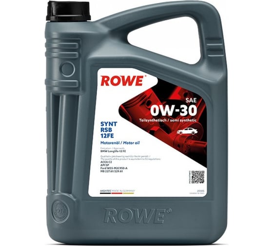 Изображение товара Моторное масло для легкового транспорта ROWE HIGHTEC SYNT RSB 12FE SAE 0W-30 NEW 20305-0050-99