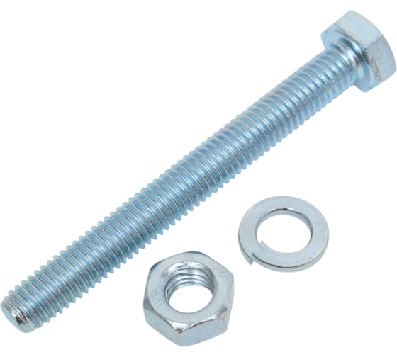Изображение товара Болт с шестигранной головкой в комплекте с гайкой, шайбой, шайбой пружинной, ЗУБР, МАСТЕР, 303436-08-070
