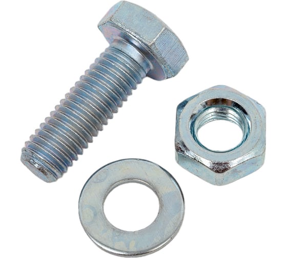 Изображение товара Болт с шестигранной головкой в комплекте с гайкой, шайбой, шайбой пружинной, ЗУБР, МАСТЕР, 303436-10-030