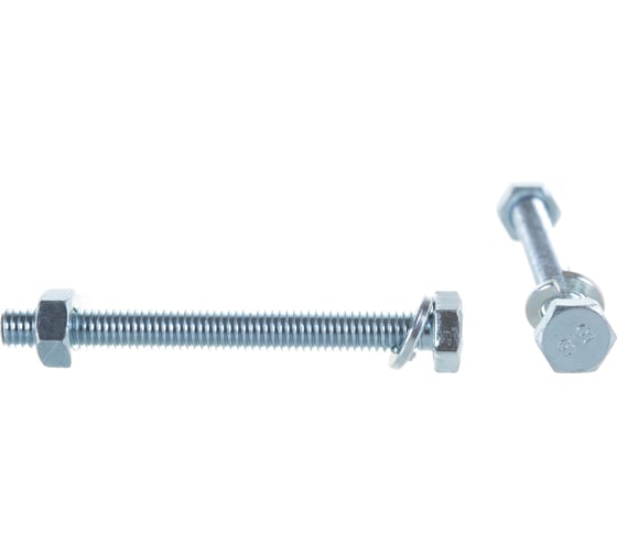 Изображение товара Болт с шестигранной головкой в комплекте с гайкой, шайбой, шайбой пружинной, ЗУБР, МАСТЕР, 303436-06-060