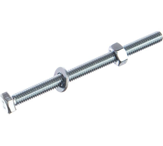 Изображение товара Болт с шестигранной головкой в комплекте с гайкой, шайбой, шайбой пружинной, ЗУБР, МАСТЕР, 303436-06-080