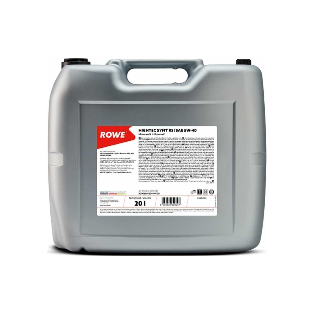 Изображение товара Моторное масло для легкового транспорта ROWE HIGHTEC SYNT RSi SAE 5W-40 20068-0200-99
