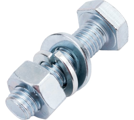 Изображение товара Болт с шестигранной головкой в комплекте с гайкой, шайбой, шайбой пружинной, ЗУБР, МАСТЕР, 303436-10-040