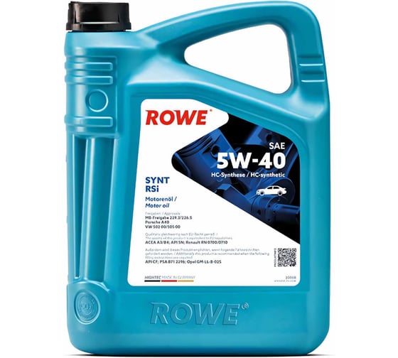 Изображение товара Моторное масло для легкового транспорта ROWE HIGHTEC SYNT RSi SAE 5W-40 20068-0050-99