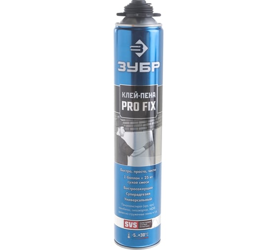 Изображение товара Клей-пена ЗУБР PRO FIX профессиональный, монтажный, пистолетный, всесезонный, 750мл, 41150