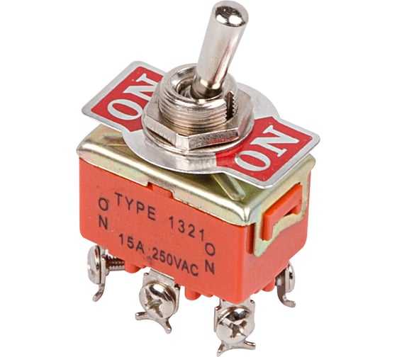 Изображение товара Тумблер REXANT 250v 15а (6c) on-on двухполюсный (kn-202) 36-4131