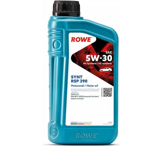 Изображение товара Моторное масло для легкового транспорта ROWE HIGHTEC SYNT RSP 290 SAE 5W-30 NEW 20114-0010-99