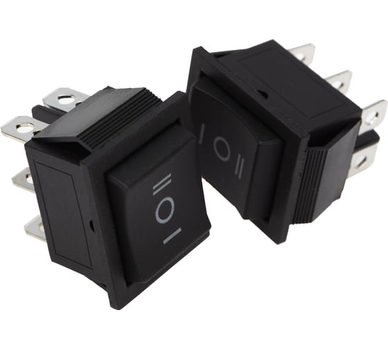 Изображение товара Клавишный переключатель REXANT 250v 15а (6с) (on)-off-(on) черный с нейтралью б/фикс (rwb-508, sc-767) упаковка 10 шт 36-2375