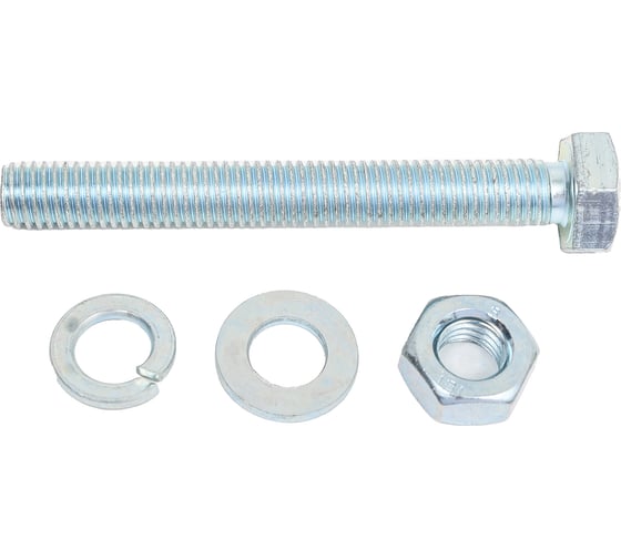Изображение товара Болт с шестигранной головкой в комплекте с гайкой, шайбой, шайбой пружинной, ЗУБР, МАСТЕР, 303436-10-080