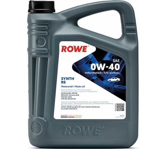 Изображение товара Моторное масло для легкового транспорта ROWE HIGHTEC SYNTH RS SAE 0W-40 20020-0040-99