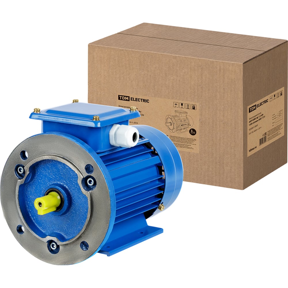 Изображение товара Электродвигатель TDM ELECTRIC АИР 80B4 1.5 кВт 1500 об/мин