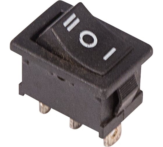 Изображение товара Переключатель клавишный 250В 6а (3с) вкл-выкл-on черный с нейтралью мини (RWB-205, SC-768) 10 шт REXANT 36-2145