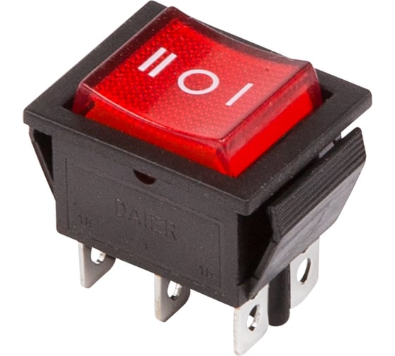 Изображение товара Клавишный переключатель REXANT 250v 15а (6с) on-off-on красный с подсветкой и нейтралью (rwb-509, sc-767) 10 штук 36-2390