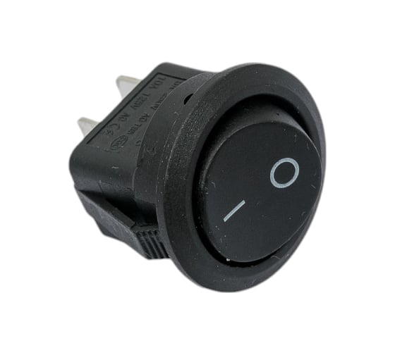 Изображение товара Клавишный круглый выключатель REXANT 250v 6а (2с) on-off черный (rwb-212, sc-214, mrs-102-8) 36-2550