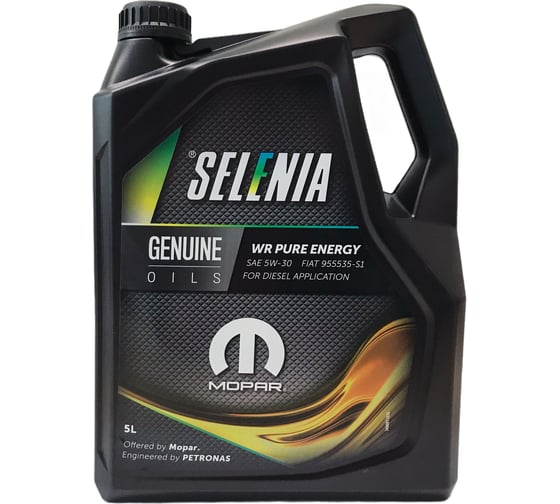 Изображение товара Моторное масло Petronas SELENIA MOPAR WR PURE ENERGY синт. 5W30, 5л/4, ACEA C2, FIAT 9.55535-S1 C. T. R. N F510.D07 100% ORIGINAL FIAT GROUP 70205MF2EU