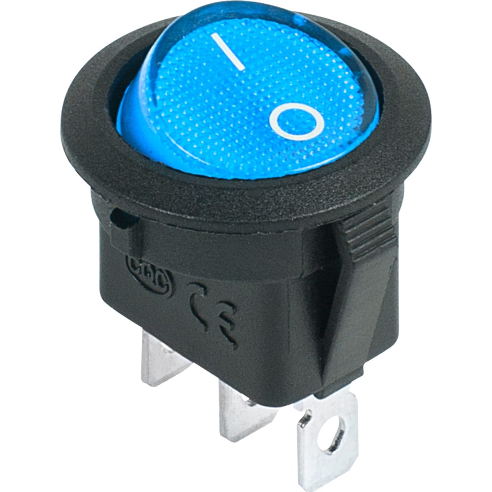 Клавишный круглый выключатель 12v 20а (3с) on-off синий с подсветкой (rwb-214) REXANT