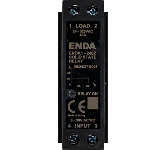 Изображение товара Однофазный твердотельный реле на радиаторе ENDA ERDA1240Z 25A 830V AC/DC 24320V AC