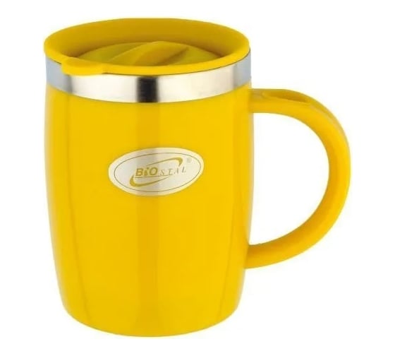 Изображение товара Дутая кружка Biostal Flër 0.4 л, с крышкой, желтая NE-400А-Y