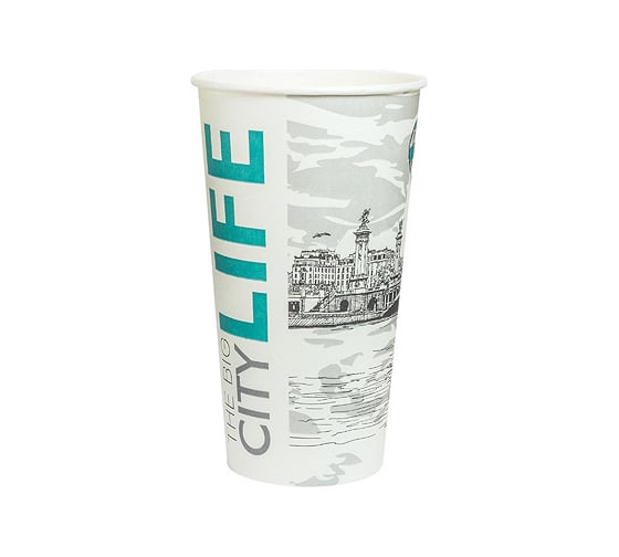 Изображение товара Бумажный 1-слойный стакан для горячих напитков Papperskopp 500мл, d90 мм big city life, pps ОП-500111