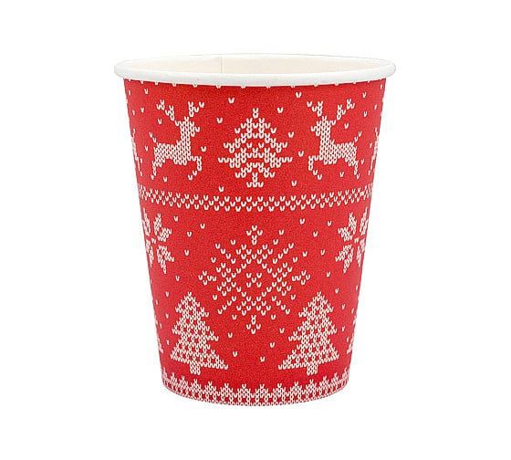 Изображение товара Бумажный 1-слойный стакан для горячих напитков Papperskopp 400мл, d90 мм зимние узоры, pps ОП-400113