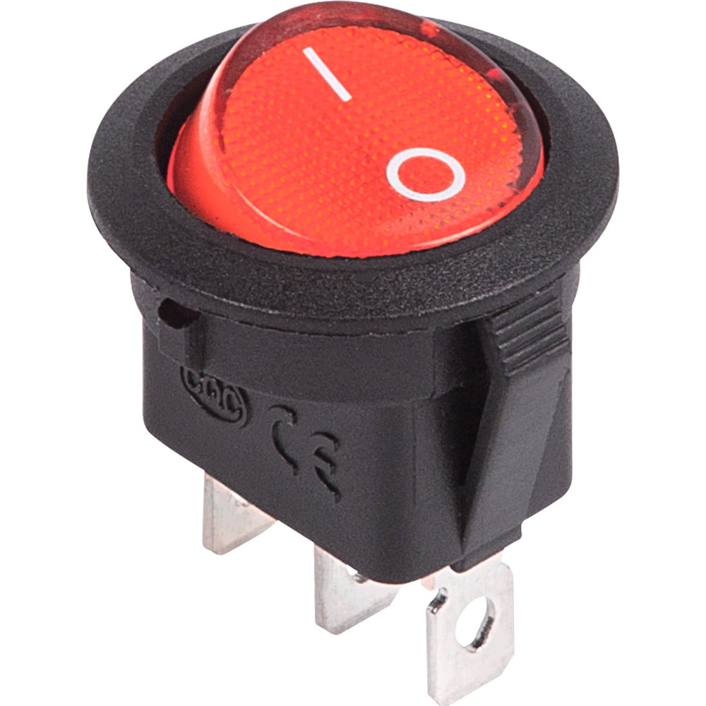 Клавишный круглый выключатель REXANT выключатель кнопочный с подсветкой с фиксацией красный
