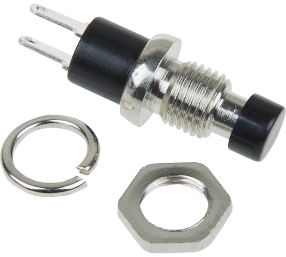 Изображение товара Выключатель-кнопка REXANT металл 220v 2а (2с) off-(on) d7.2 черная micro (rwd-301, pbs-10b) 10 шт 36-3311