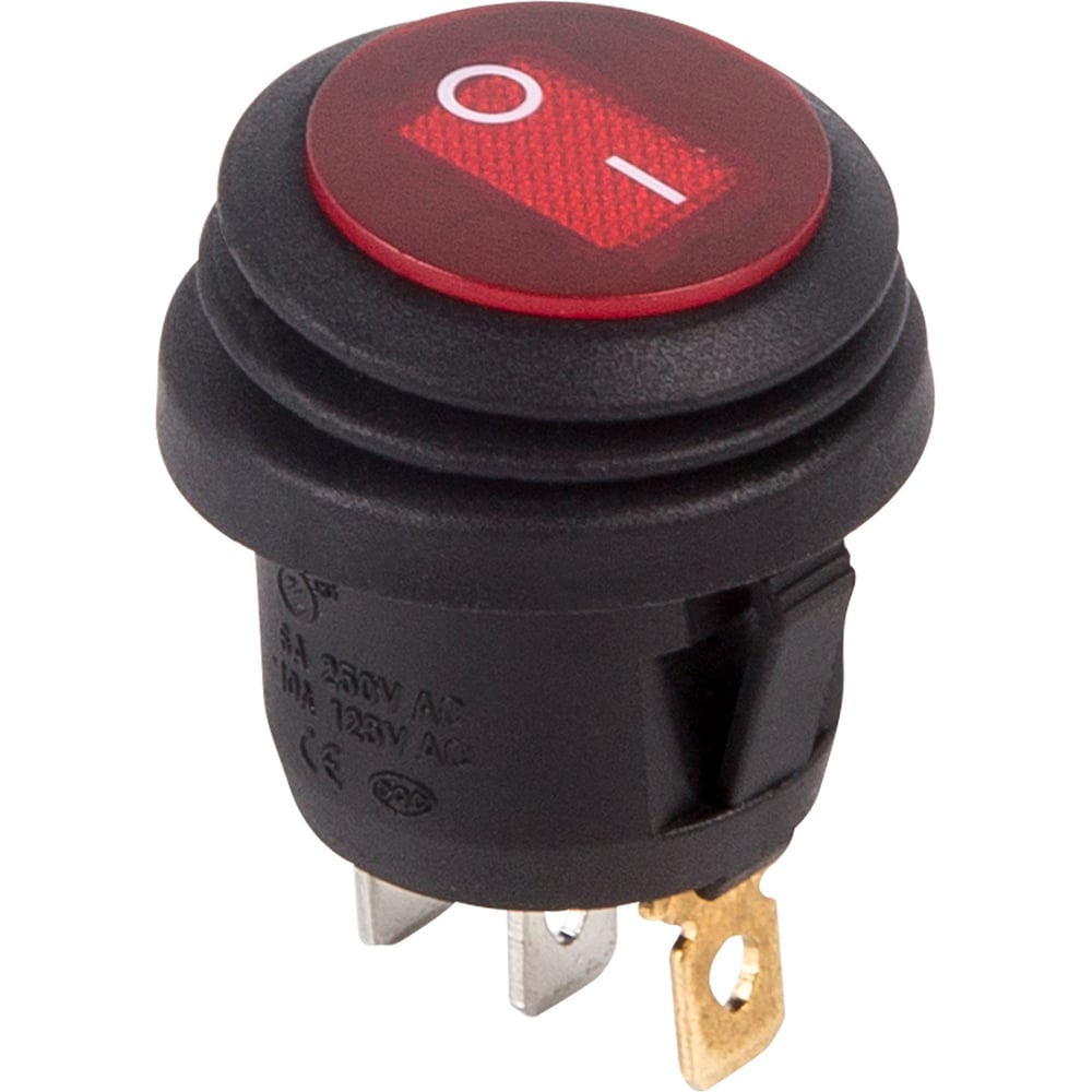 Клавишный круглый выключатель REXANT выключатель кнопочный с подсветкой с фиксацией красный