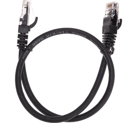 Изображение товара Патч-корд REXANT u/utp cat 6, rj45-rj45, 26awg, lszh, черный, 0.5м 02-0292-05