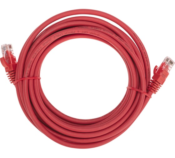 Изображение товара Патч-корд REXANT u/utp cat 6, rj45-rj45, 26awg, lszh, красный, 5м 02-0293-5