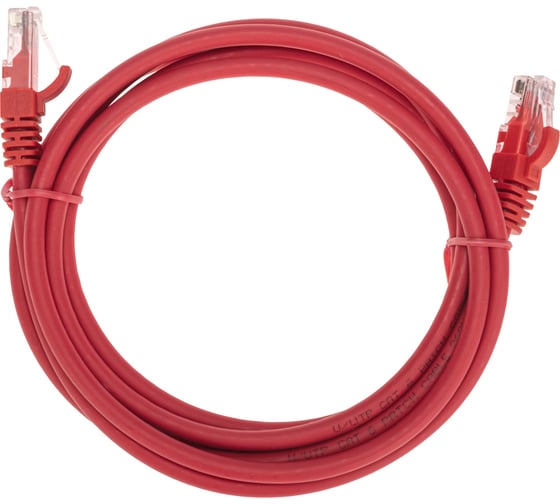 Изображение товара Патч-корд REXANT u/utp cat 6, rj45-rj45, 26awg, lszh, красный, 2м 02-0293-2