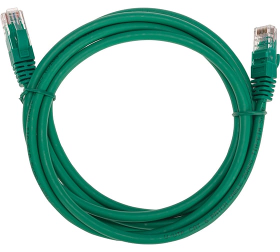 Изображение товара Патч-корд REXANT u/utp cat 6, rj45-rj45, 26awg, lszh, зеленый, 2м 02-0296-2
