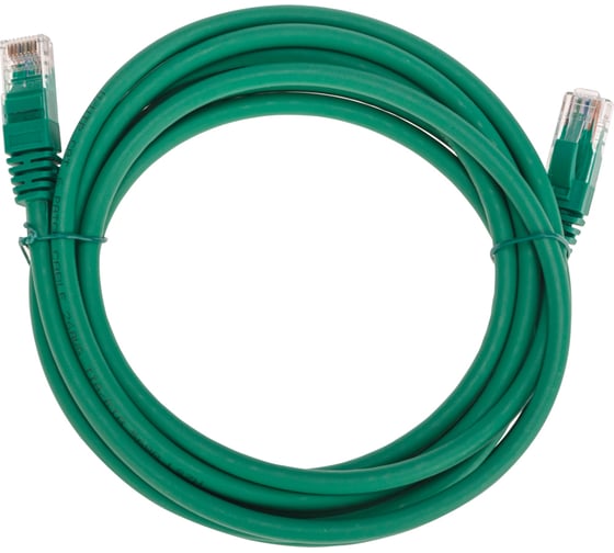 Изображение товара Патч-корд REXANT u/utp cat 6, rj45-rj45, 26awg, lszh, зеленый, 3м 02-0296-3