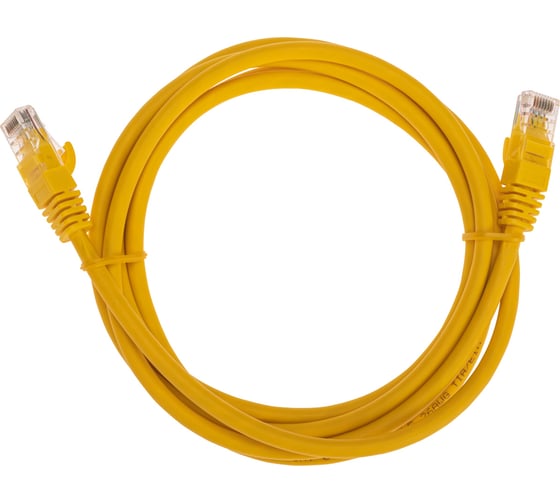 Изображение товара Патч-корд REXANT u/utp cat 6, rj45-rj45, 26awg, lszh, желтый, 2м 02-0295-2