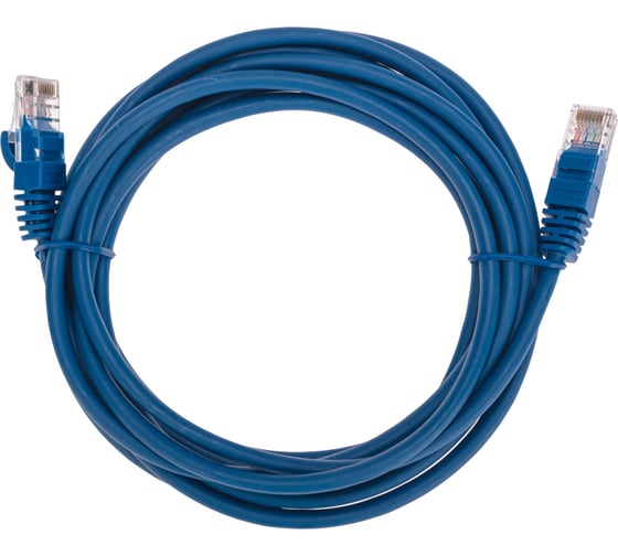 Изображение товара Патч-корд REXANT u/utp, cat 5e, rj45-rj45, 26awg, lszh, синий, 3м 02-0104-3
