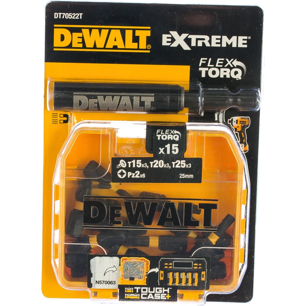 Изображение товара Набор насадок 25 мм с держателем, 16 шт. DEWALT DT70522T Изображение товара Набор насадок 25 мм с держателем, 16 шт. DEWALT DT70522T