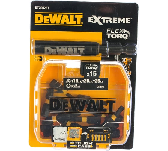 Изображение товара Набор насадок 25 мм с держателем, 16 шт. DEWALT DT70522T