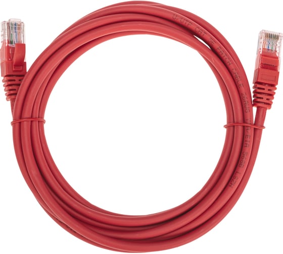 Изображение товара Патч-корд REXANT u/utp, cat 5e, rj45-rj45, 26awg, lszh, красный, 3м 02-0103-3