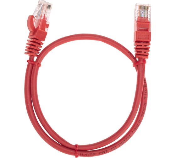Изображение товара Патч-корд REXANT u/utp, cat 5e, rj45-rj45, 26awg, lszh, красный, 0,5м 02-0103-05