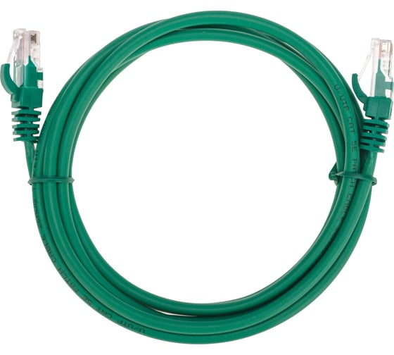 Изображение товара Патч-корд REXANT u/utp, cat 5e, rj45-rj45, 26awg, lszh, зеленый, 2м 02-0106-2